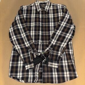 CE Schmidt Workwear Men's Medium Heavy Brown Flannel Plaid Shirt 2783